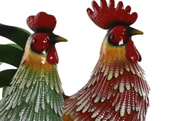 DKD Home Decor Figura de Metal Gallo y Gallina Set de 2 Piezas Multicolor