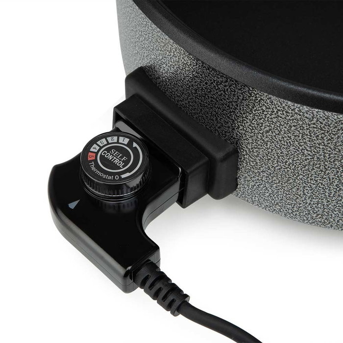 Orbegozo PZ 3090 Sartén Eléctrica de 1500W, 5L (30 cm diámetro) con Superficie Antiadherente, Tapa de Cristal y Termostato Regulable