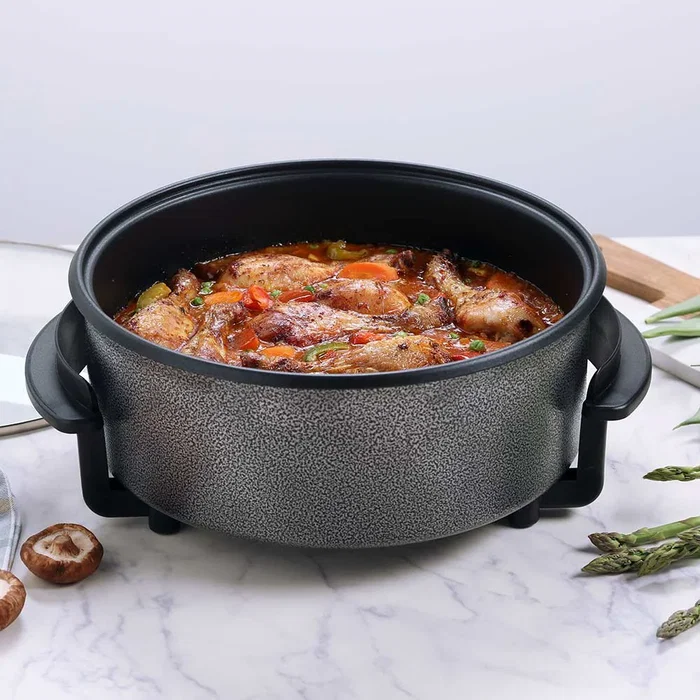 Orbegozo PZ 3090 Sartén Eléctrica de 1500W, 5L (30 cm diámetro) con Superficie Antiadherente, Tapa de Cristal y Termostato Regulable