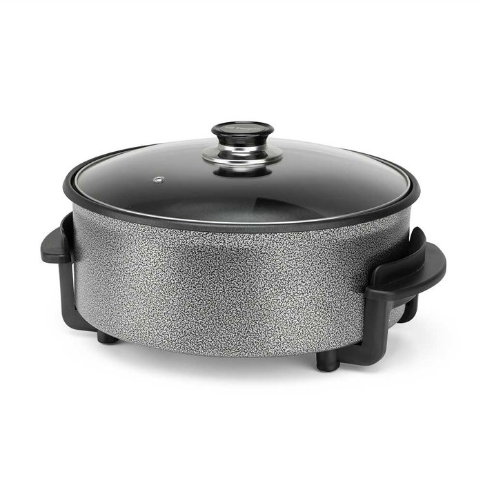 Orbegozo PZ 3090 Sartén Eléctrica de 1500W, 5L (30 cm diámetro) con Superficie Antiadherente, Tapa de Cristal y Termostato Regulable