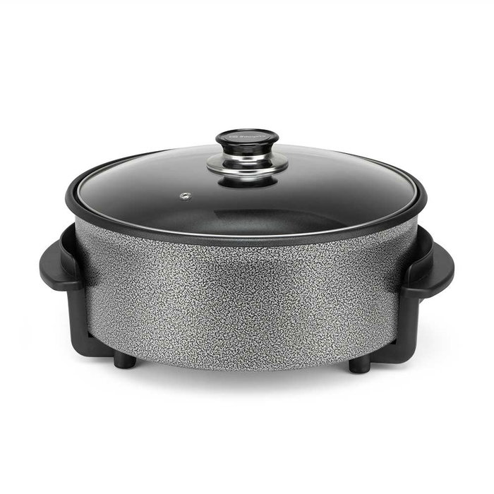 Orbegozo PZ 3090 Sartén Eléctrica de 1500W, 5L (30 cm diámetro) con Superficie Antiadherente, Tapa de Cristal y Termostato Regulable