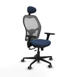 PIQUERAS Y CRESPO Silla de oficina Jorquera con Mecanismo Sincro/Traslack, Azul marino y Gris