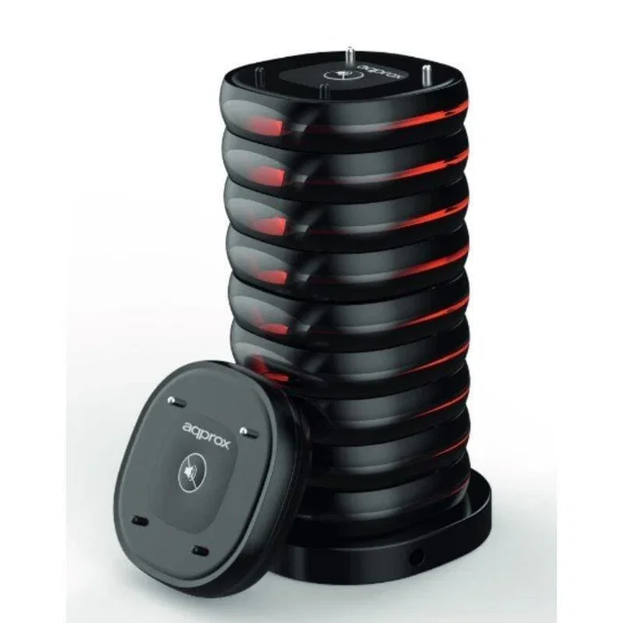 Approx Pack de 10 Discos Avisadores de Cliente Inalámbricos para Hostelería - Sistema de Vibración, Luz y Sonido