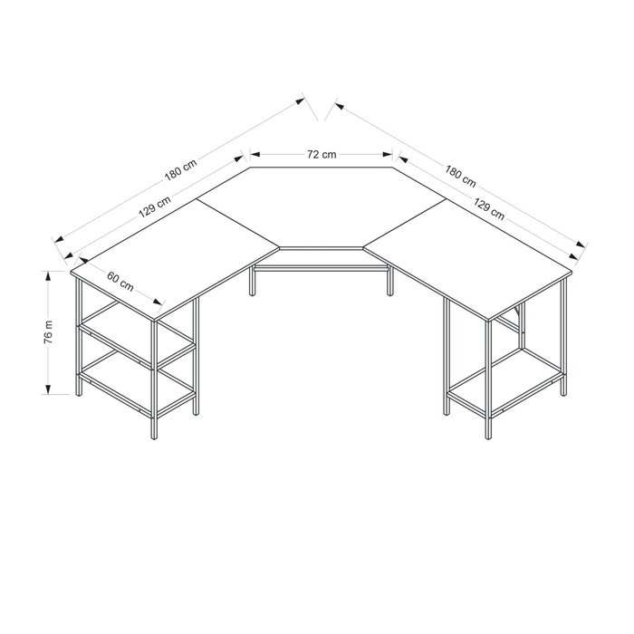 Hanah Home Mesa de Estudio 8537 Negra 180x76x60 cm