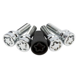 ABC Juego de Tornillos Antirrobo para Rueda TOR9962 - 4 Piezas, Rosca 12x125, Longitud 48 mm, Llave 17/19, Seguridad Llantas