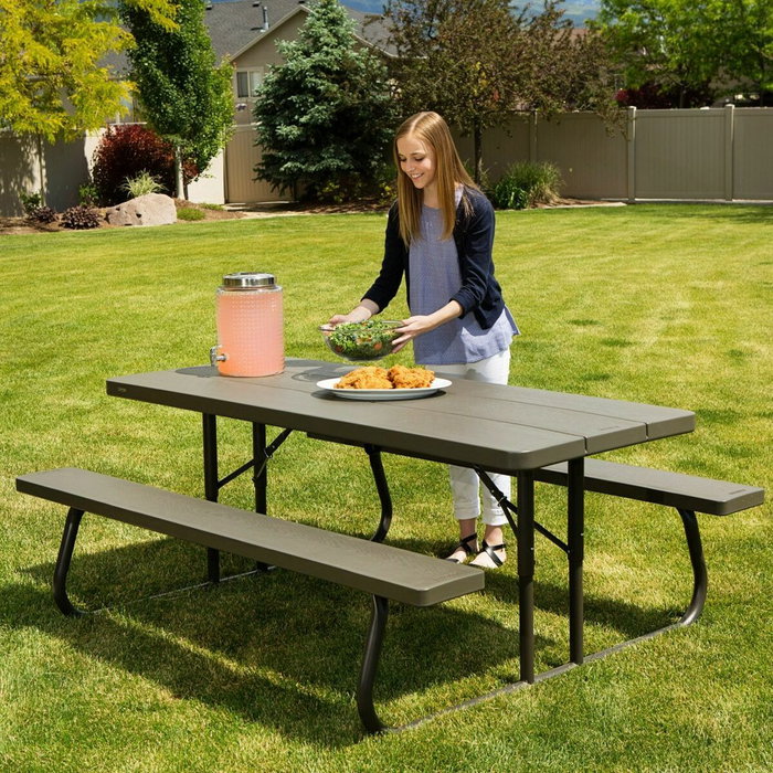 Color Baby Mesa de Picnic plegable marrón 183X145X74 cm