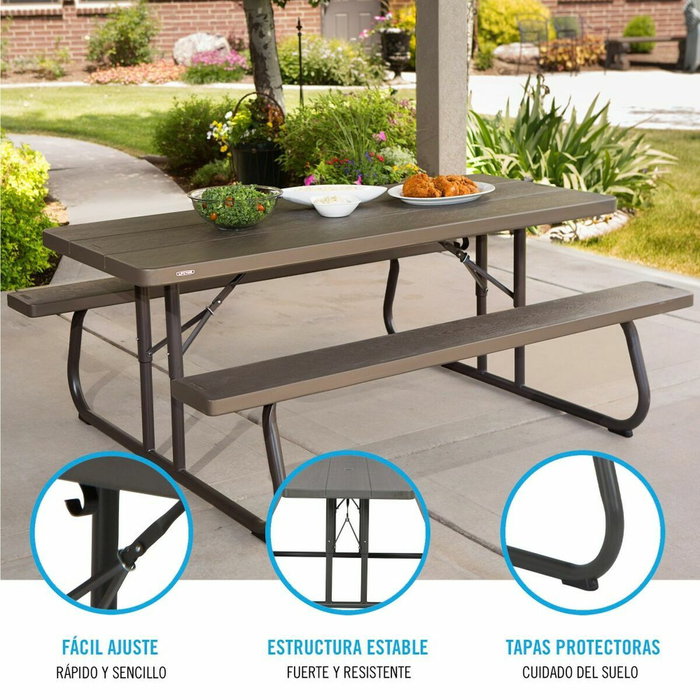 Color Baby Mesa de Picnic plegable marrón 183X145X74 cm