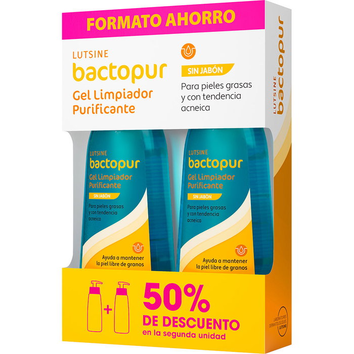 Lutsine E45 BACTOPUR Gel Limpiador Purificante Pack 2 x 200 ml para Piel Grasa y Acné