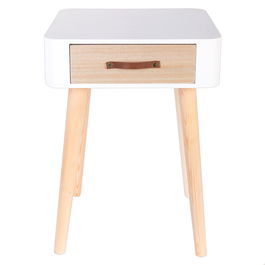 Home Deco Factory Mesita De Noche Blanca Estilo Escandinavo 35x35 cm h.48 cm