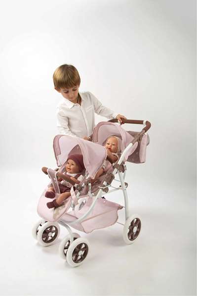 Muñecas Arias Coche Muñeca Gemelar Bear con Bolso Rosa y Marrón