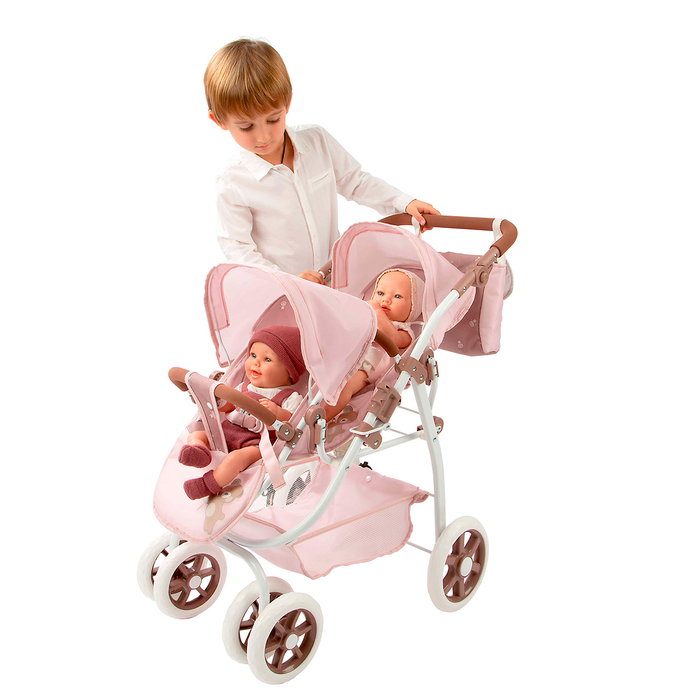 Muñecas Arias Coche Muñeca Gemelar Bear con Bolso Rosa y Marrón