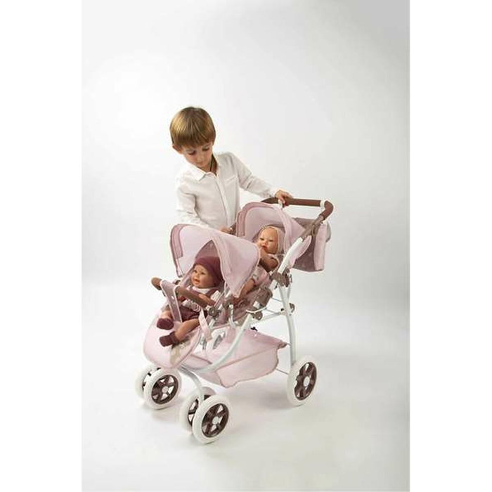 Muñecas Arias Coche Muñeca Gemelar Bear con Bolso Rosa y Marrón