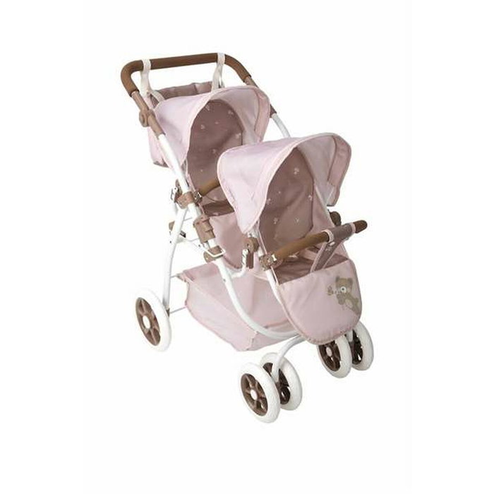Muñecas Arias Coche Muñeca Gemelar Bear con Bolso Rosa y Marrón