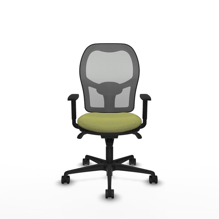 Silla de oficina Jorquera con mecanismo Sincro tapizada con Tela color Verde oliva y malla color Gris. Equipada con lumbar 1D, Brazos 1D y Ruedas 65mm nailon Silla de oficina Jorquera con mecanismo Sincro tapizada con Tela color Verde oliva y malla color Gris. Equipada con lumbar 1D, Brazos 1D y Ruedas 65mm nailon