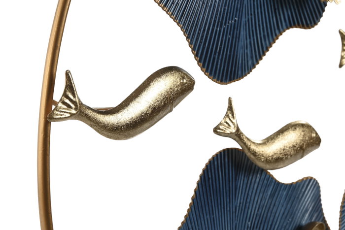 DKD Home Decor Decoración de Pared Metal Peces Coral Azul y Dorado