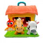 Bandai Zenon Musical - Mi Primera Granja de Peluche Musical con Sonidos, 3 Mini Peluches y Asa para Transportar, Juguetes para Bebé