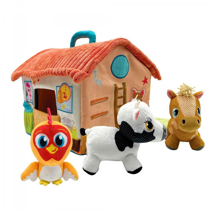 Bandai Zenon Musical - Mi Primera Granja de Peluche Musical con Sonidos, 3 Mini Peluches y Asa para Transportar, Juguetes para Bebé Bandai Zenon Musical - Mi Primera Granja de Peluche Musical con Sonidos, 3 Mini Peluches y Asa para Transportar, Juguetes para Bebé