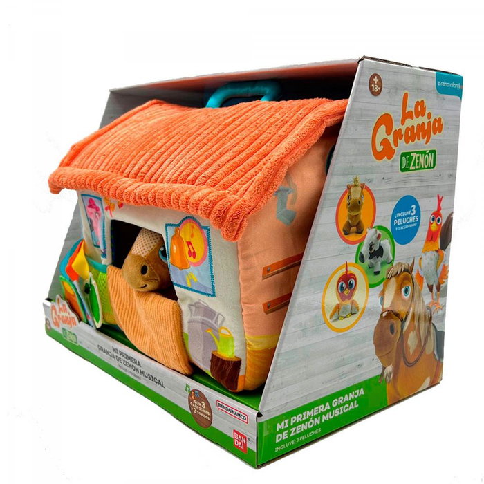 Bandai Zenon Musical - Mi Primera Granja de Peluche Musical con Sonidos, 3 Mini Peluches y Asa para Transportar, Juguetes para Bebé Bandai Zenon Musical - Mi Primera Granja de Peluche Musical con Sonidos, 3 Mini Peluches y Asa para Transportar, Juguetes para Bebé