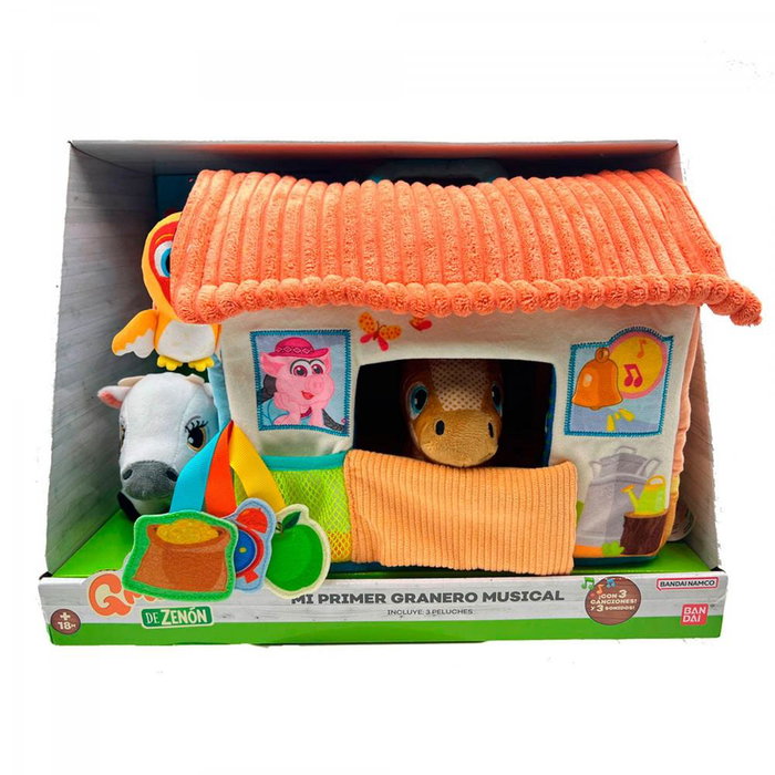 Bandai Zenon Musical - Mi Primera Granja de Peluche Musical con Sonidos, 3 Mini Peluches y Asa para Transportar, Juguetes para Bebé Bandai Zenon Musical - Mi Primera Granja de Peluche Musical con Sonidos, 3 Mini Peluches y Asa para Transportar, Juguetes para Bebé