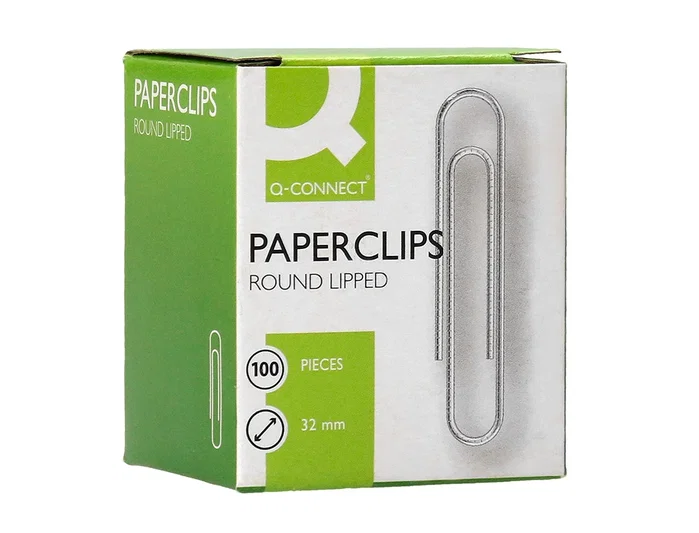 Q-connect Clips de acero galvanizado de 32 mm, caja de 100 unidades Q-connect Clips de acero galvanizado de 32 mm, caja de 100 unidades
