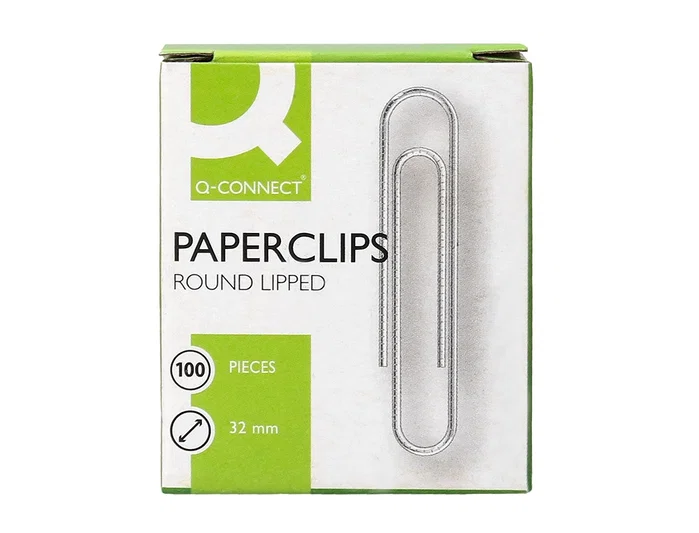 Q-connect Clips de acero galvanizado de 32 mm, caja de 100 unidades Q-connect Clips de acero galvanizado de 32 mm, caja de 100 unidades