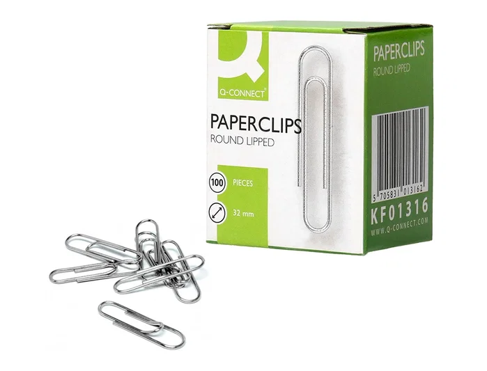 Q-connect Clips de acero galvanizado de 32 mm, caja de 100 unidades Q-connect Clips de acero galvanizado de 32 mm, caja de 100 unidades