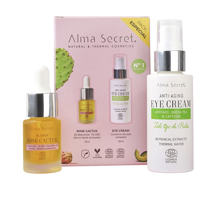 Alma Secret Estuche 2 pz: Contorno de Ojos Antiedad 30 ml + Rose Cactus 10 ml con Ingredientes Naturales, Ácido Hialurónico y Cafeína para Ojeras y Arrugas Alma Secret Estuche 2 pz: Contorno de Ojos Antiedad 30 ml + Rose Cactus 10 ml con Ingredientes Naturales, Ácido Hialurónico y Cafeína para Ojeras y Arrugas