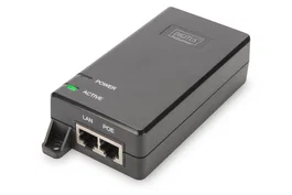 Digitus DN-95103-2 Inyector PoE+ Profesional 30W, IEEE 802.3at/af, Gigabit, para Cámaras IP, AP, VoIP, Alcance 100m (Extensible a 400m), Negro