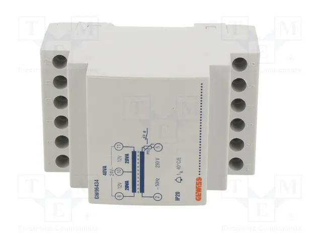 GEWISS Transformador de campana 40VA 230V AC a 12V/24V para raíl DIN