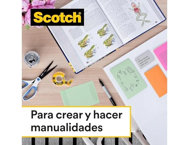 Scotch Cinta Adhesiva Doble Cara 33m x 19mm, 19 mm de Ancho, Transparente, para Montaje en Interiores