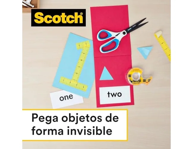 Scotch Cinta Adhesiva Doble Cara 33m x 19mm, 19 mm de Ancho, Transparente, para Montaje en Interiores