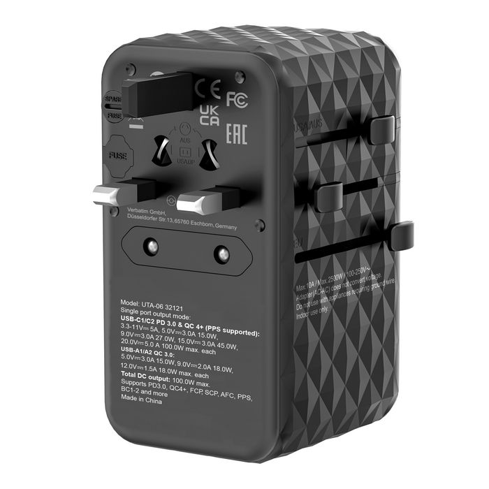 Verbatim UTA-06 Adaptador de Viaje Universal GaN III 100W