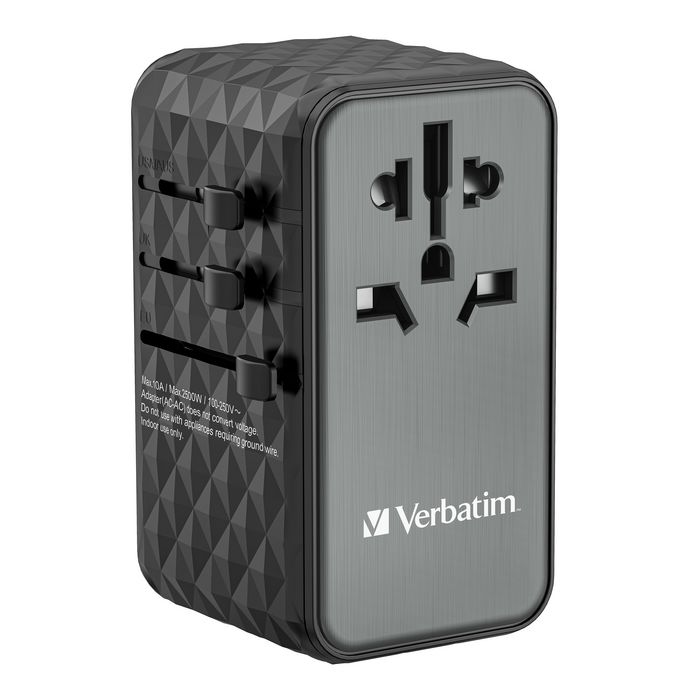 Verbatim UTA-06 Adaptador de Viaje Universal GaN III 100W de 5 Puertos Verbatim UTA-06 Adaptador de Viaje Universal GaN III 100W de 5 Puertos