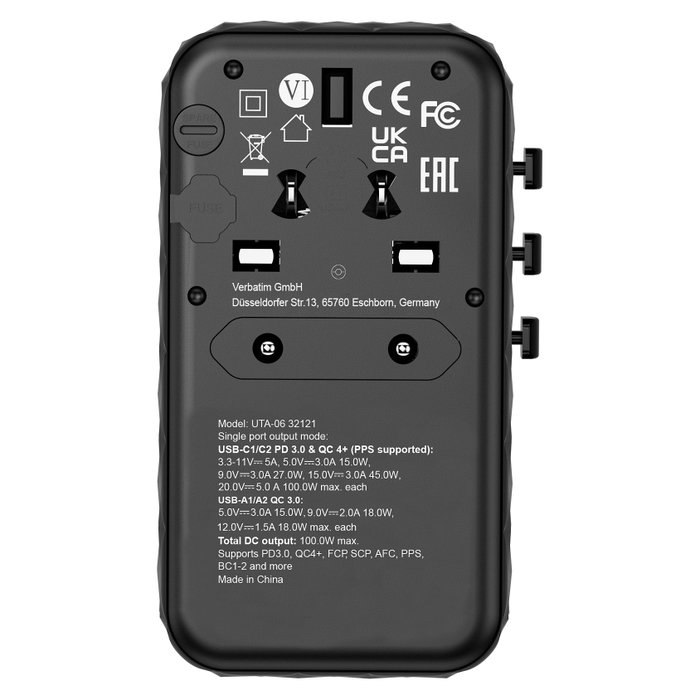 Verbatim UTA-06 Adaptador de Viaje Universal GaN III 100W