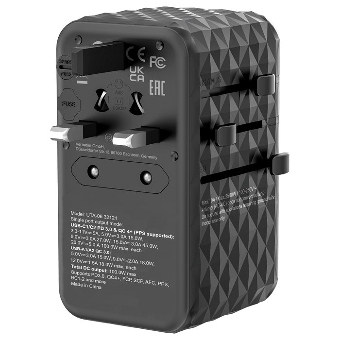Verbatim UTA-06 Adaptador de Viaje Universal GaN III 100W