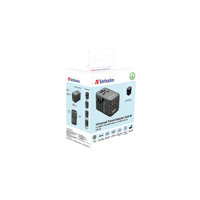 Verbatim UTA-06 Adaptador de Viaje Universal GaN III 100W