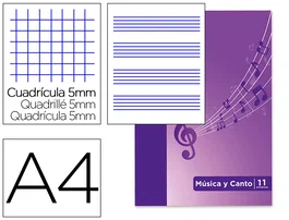 Oxford Bloc Música y Canto DIN A4 24 Hojas Pentagrama 2 mm + Cuadrícula 5 mm Papel 90 g/m2