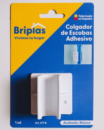 BRIPLAS Colgador de Escobas de Plástico Adhesivo Blanco 271B