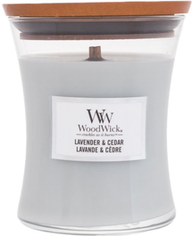 Woodwick Vela Aromática Medium Lavender & Cedar 277 gr