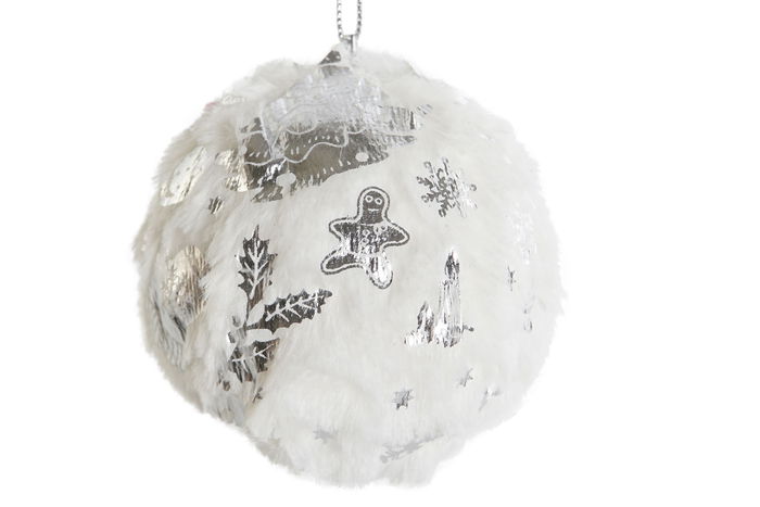 DKD Home Decor Decoración Colgante Navidad Moderna Blanco Porexpan 8 x 8 x 8 cm (12 Unidades)