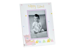 DKD Home Decor Marco de Fotos Happy Llama Blanco y Rosa 10x15 cm