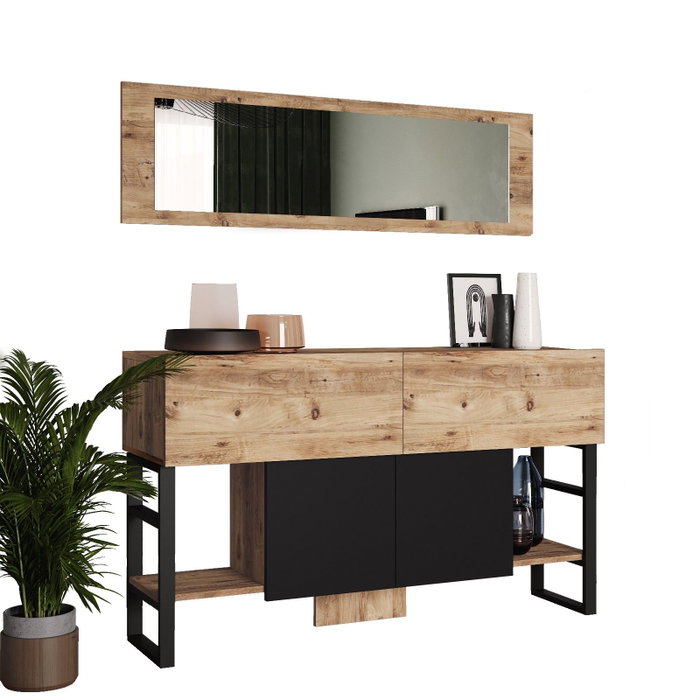 Hanah Home Ml26-A Consola Pino Atlántico Moderna Industrial 139x83.6x43.3 cm