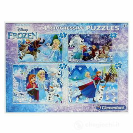 Conjunto, Clementoni, Frozen, 4-en-1, Rompecabezas, 7723, Para niñas, 20 x 60 x 100 x 180 pzs