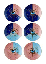 Hermia DNR0081 Platos de Postre de Porcelana 20x20x2 cm (6 Piezas)