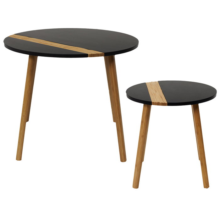 Home Deco Factory Juego de 2 Mesas Nido Bicolor Industriel Redondas Madera 60cm y 40cm