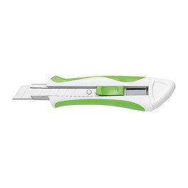 WEDO Cutter Soft 78 92118 18 mm Comfortline Verde/Blanco con Cuchilla Retráctil y Segmentada, 2 Cuchillas Incluidas