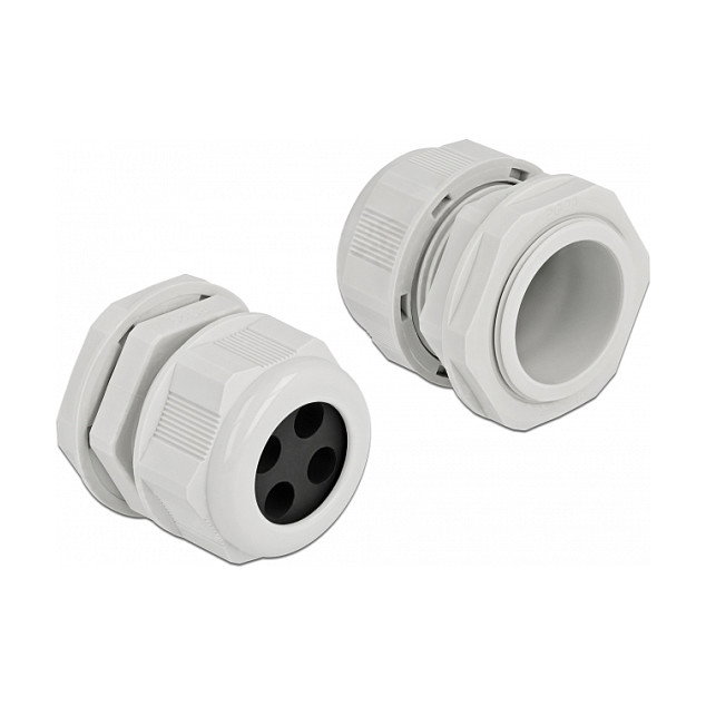 DeLOCK Prensaestopas PG29 para cuatro cables redondos, Gris, 2 unidades DeLOCK Prensaestopas PG29 para cuatro cables redondos, Gris, 2 unidades