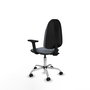 Silla de oficina Algarra con mecanismo Contacto permanente básico tapizada con Tela color Gris. Equipada con Base cromada, Brazos 2D y Ruedas autofrenantes