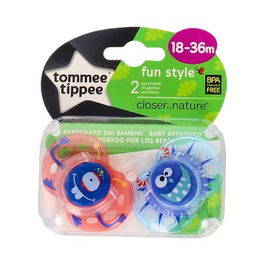 Tommee Tippee Chupete Fun Style Silicona Redonda para Niño 18-36 Meses 2 Unidades
