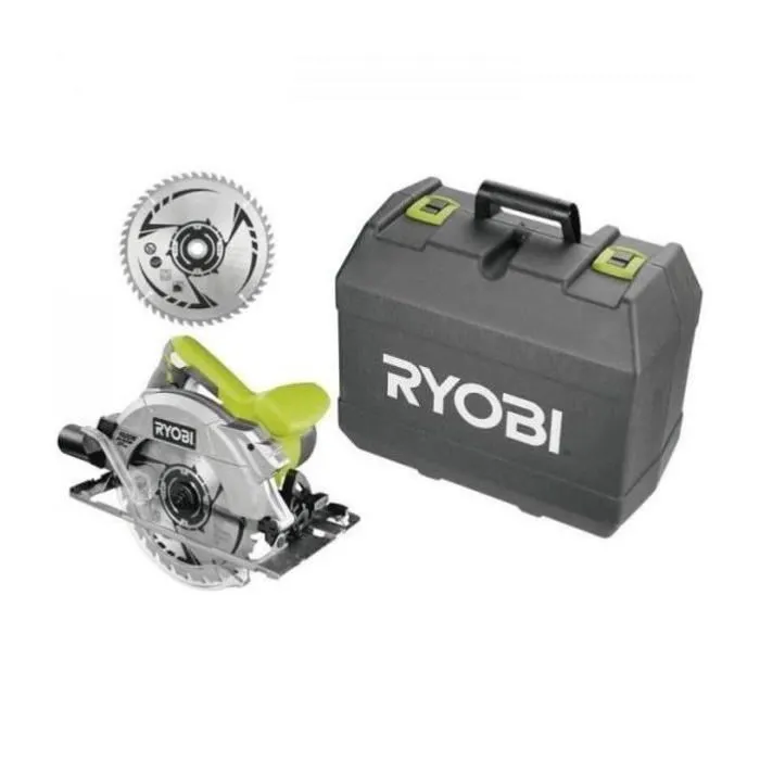 Ryobi Sierra Circular 1600W - 190mm con 2 Hojas (48 y 24 dientes) y Láser - Incluye Maletín